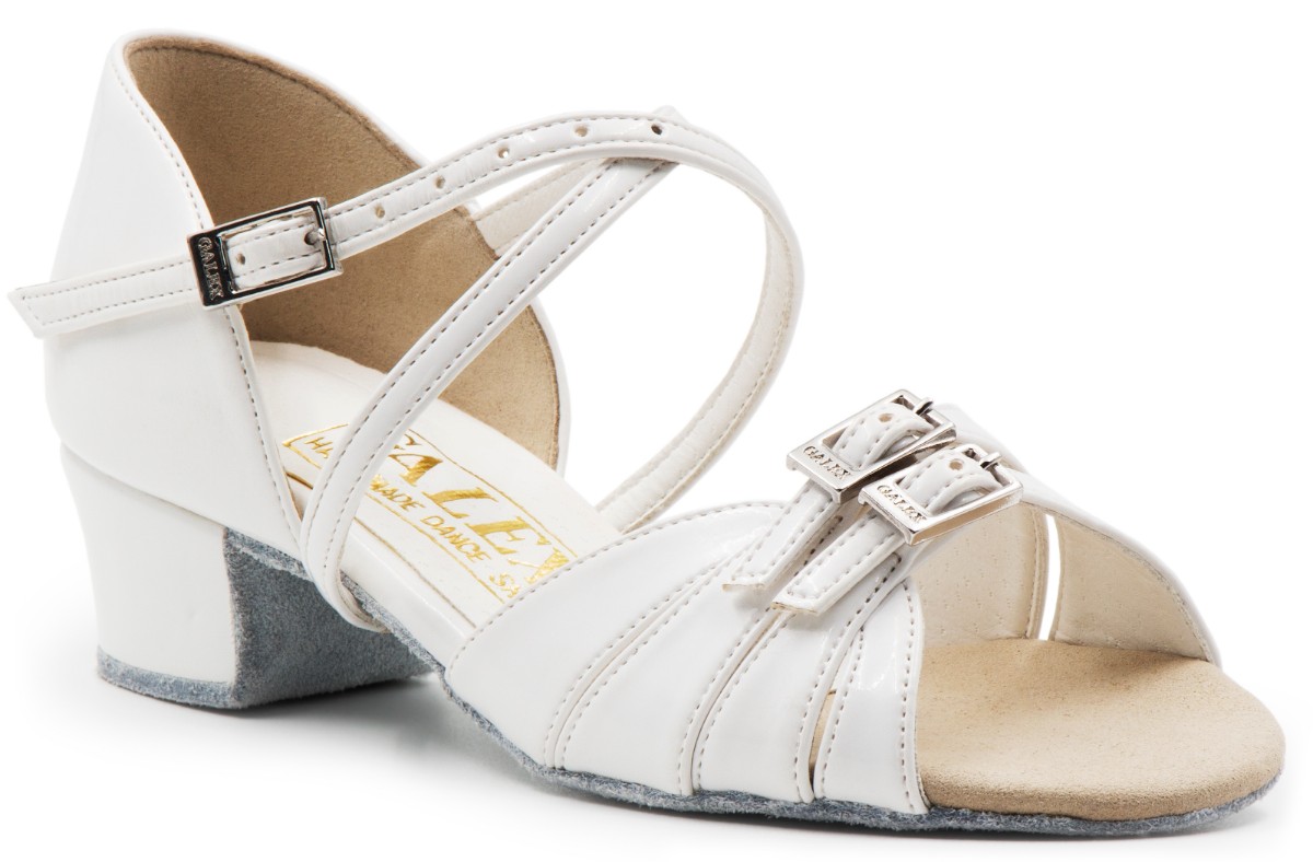 Танцевальная обувь Galex, модель Татьяна - блок лак белый, для девочек